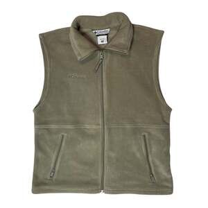 Columbia Fleece Vest Mens Medium Tan Full Zip Outdoor